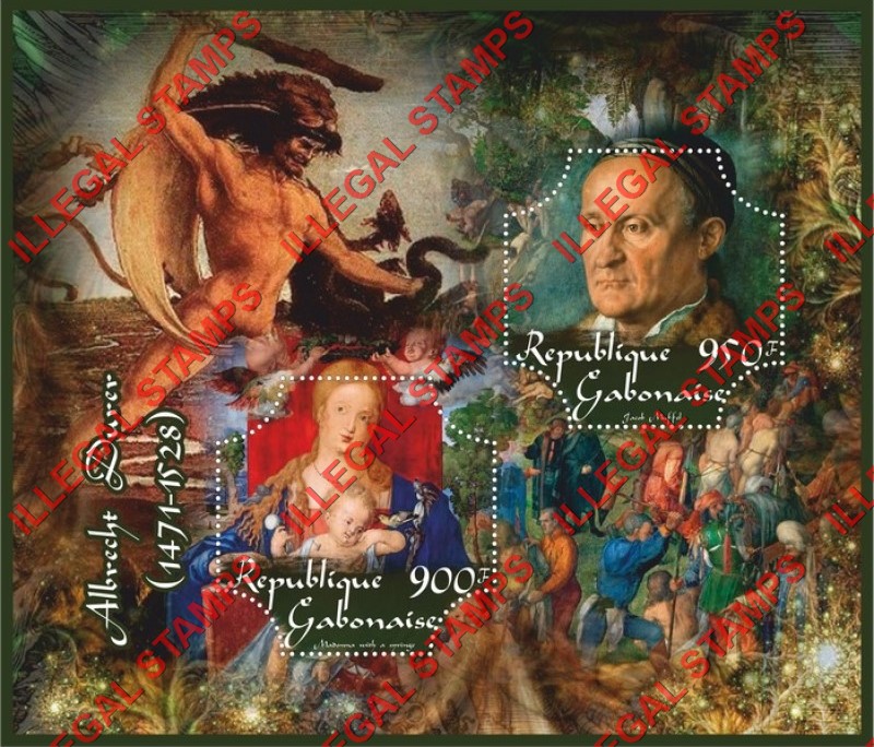 Gabon 2018 Paintings by Durer Illegal Stamp Souvenir Sheet of 2