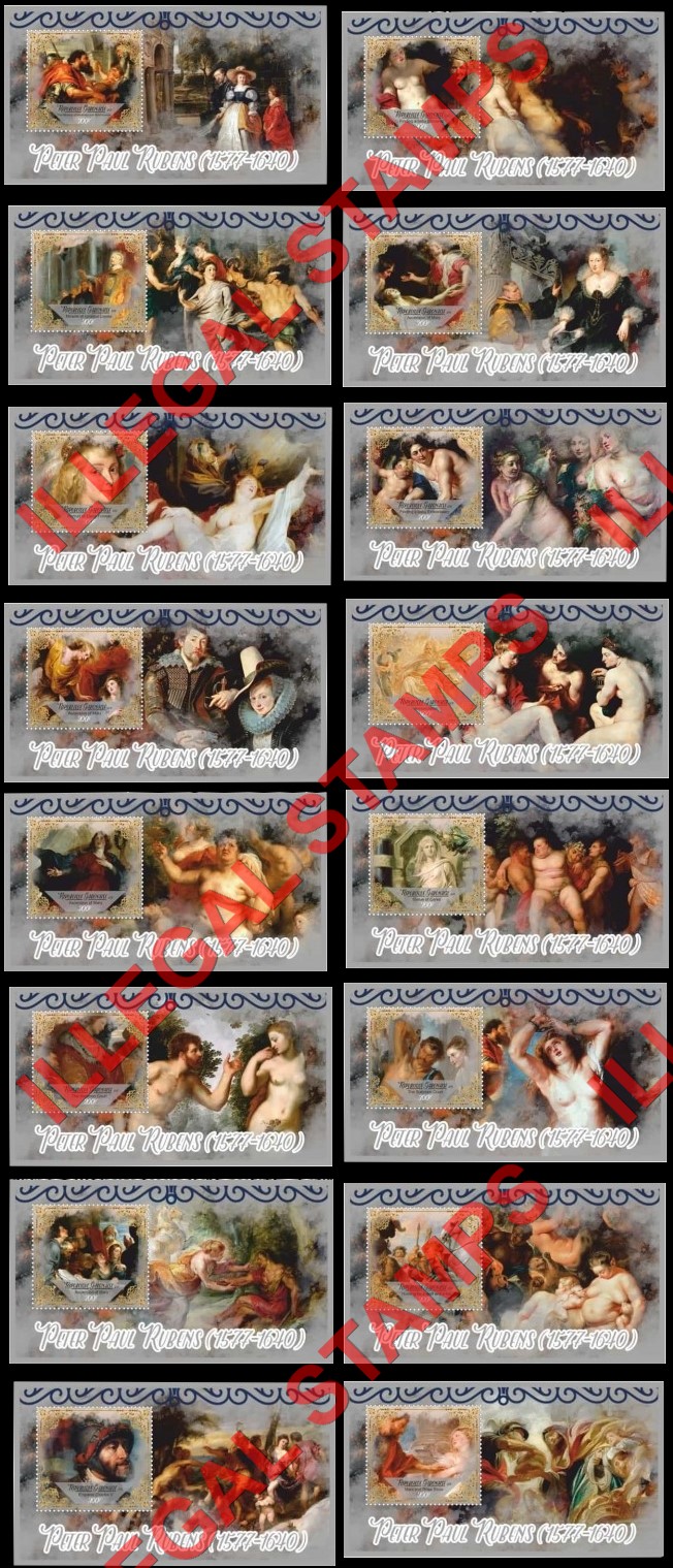 Gabon 2018 Paintings by Rubens Illegal Stamp Souvenir Sheets of 1