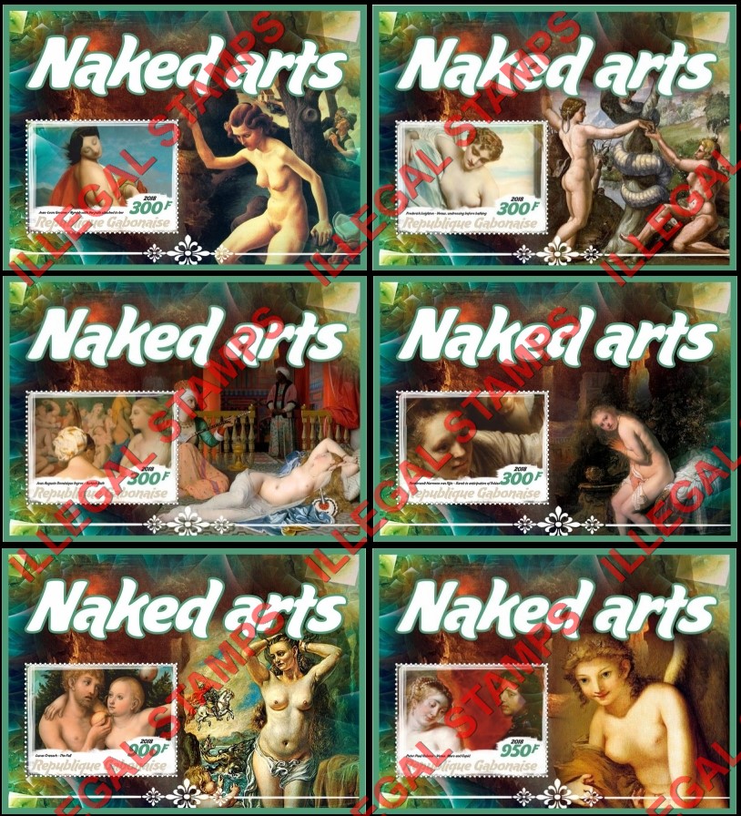 Gabon 2018 Paintings Naked Art Illegal Stamp Souvenir Sheets of 1