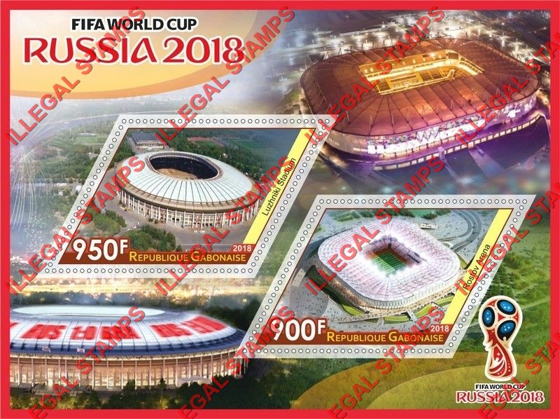 Gabon 2018 Soccer Football Stadiums World Cup in Russia Illegal Stamp Souvenir Sheet of 2