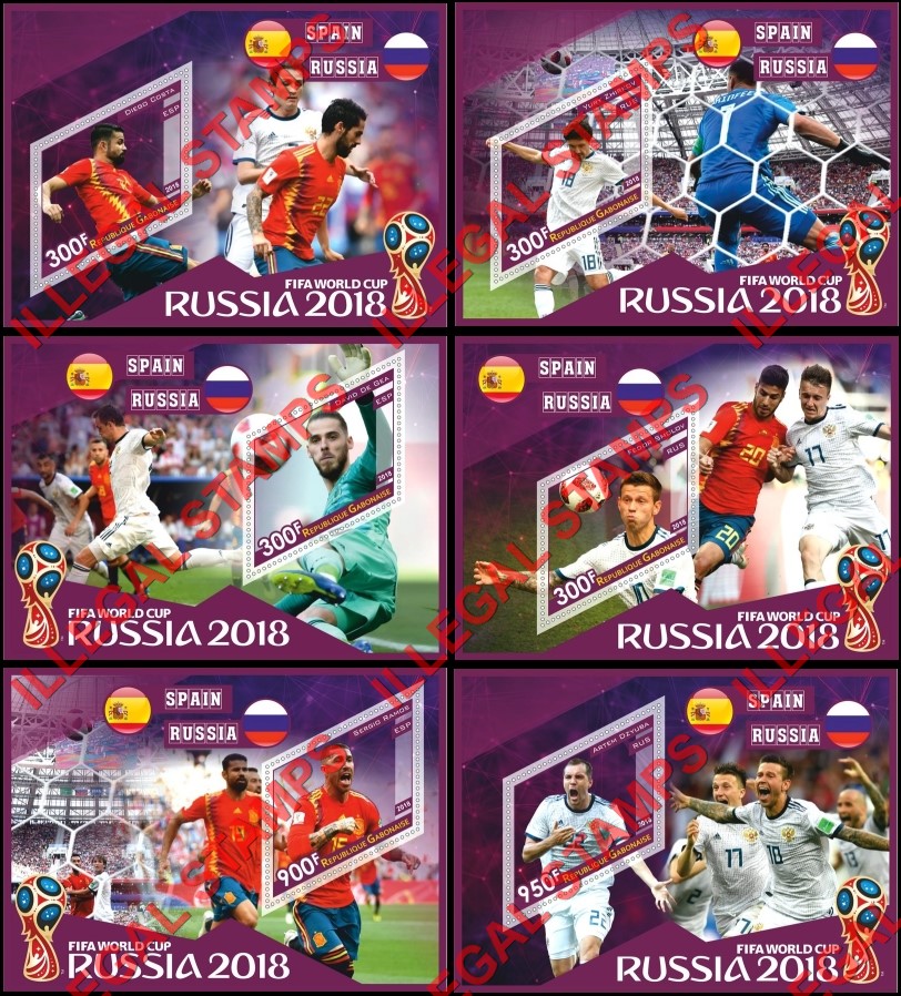 Gabon 2018 Soccer Football World Cup in Russia Illegal Stamp Souvenir Sheets of 1