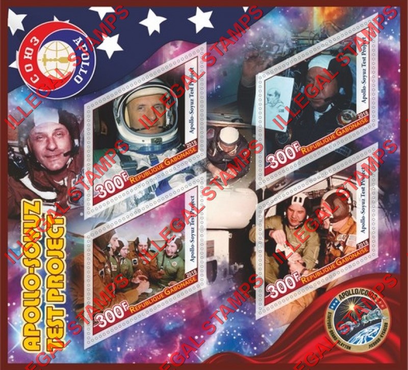 Gabon 2018 Space Apollo-Soyuz Test Project Illegal Stamp Souvenir Sheet of 4