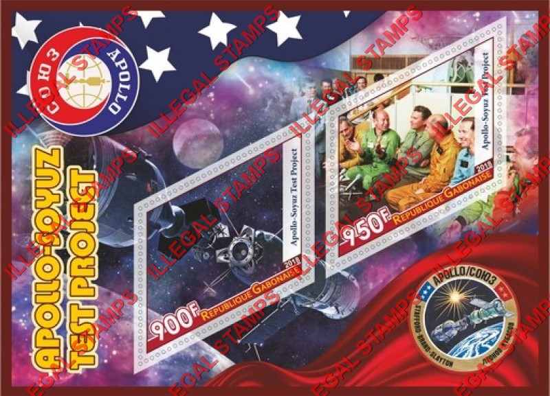 Gabon 2018 Space Apollo-Soyuz Test Project Illegal Stamp Souvenir Sheet of 2