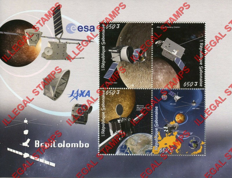 Gabon 2018 Space BepiColombo Illegal Stamp Souvenir Sheet of 4