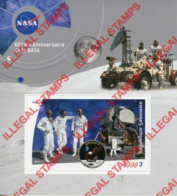 Gabon 2018 Space NASA 60th Anniversary Illegal Stamp Souvenir Sheet of 1