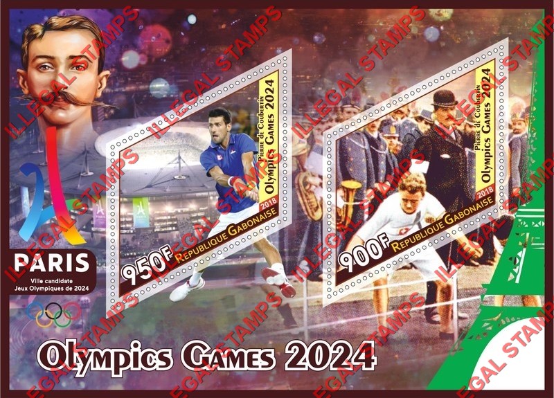 Gabon 2018 Summer Olympic Games Paris 2024 Illegal Stamp Souvenir Sheet of 2
