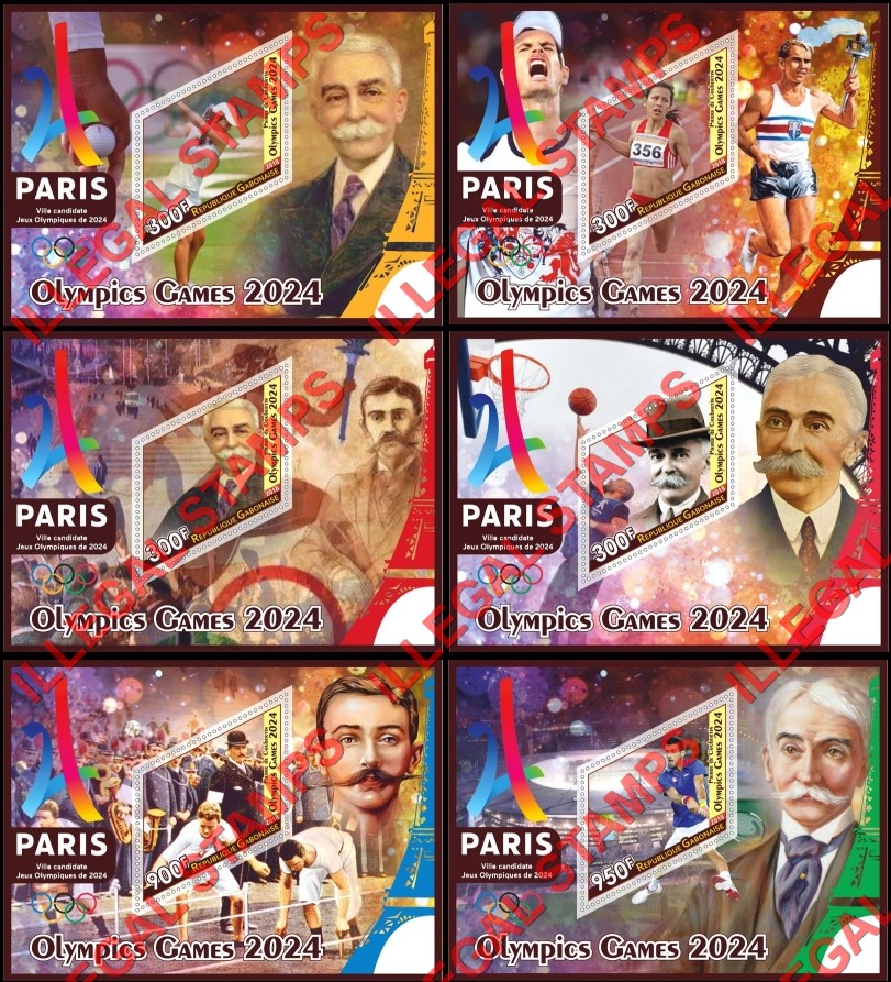 Gabon 2018 Summer Olympic Games Paris 2024 Illegal Stamp Souvenir Sheets of 1