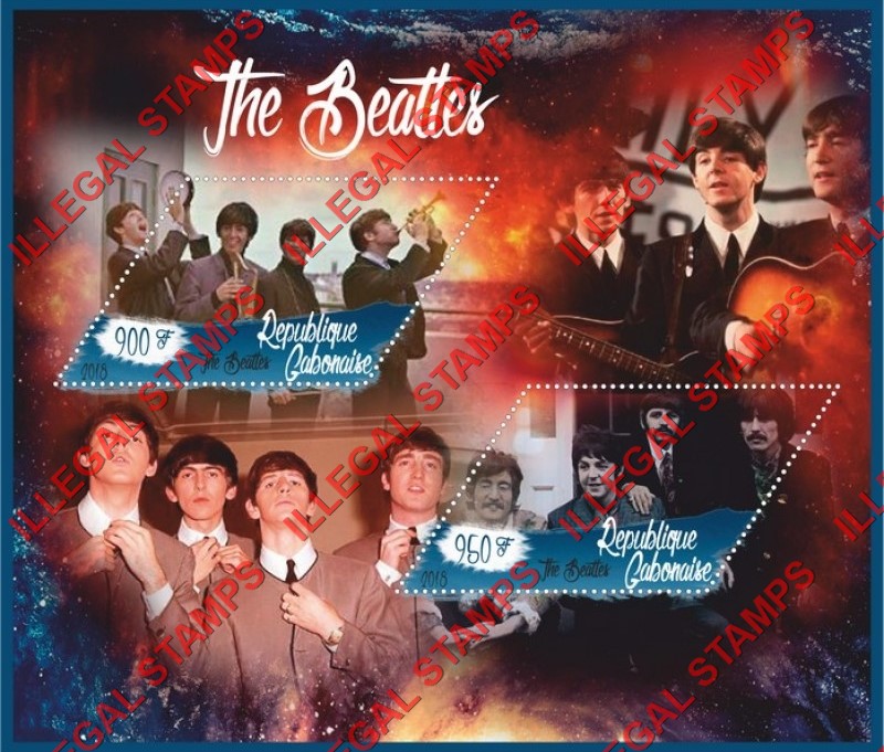 Gabon 2018 The Beatles Illegal Stamp Souvenir Sheet of 2