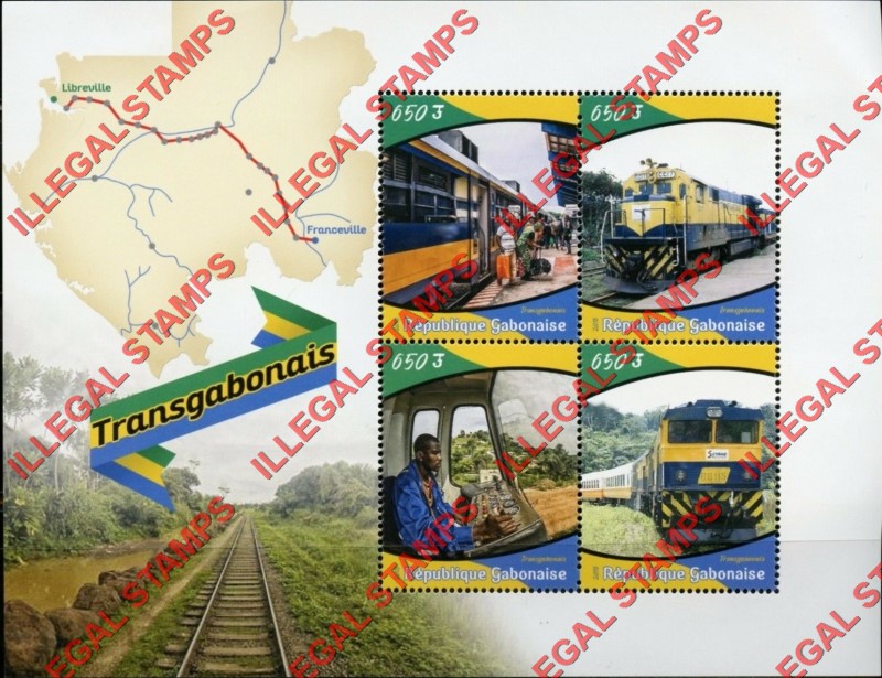 Gabon 2018 Transgabonais Railway Illegal Stamp Souvenir Sheet of 4