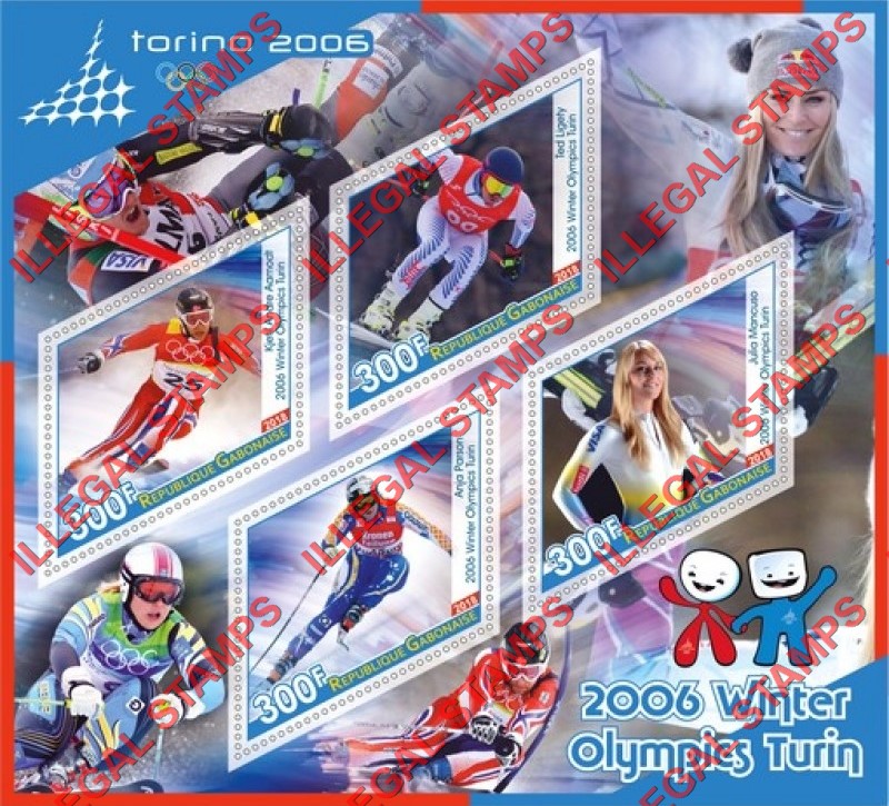 Gabon 2018 Winter Olympics Torino 2006 Illegal Stamp Souvenir Sheet of 4