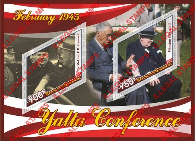Gabon 2018 Yalta Conference Illegal Stamp Souvenir Sheet of 2