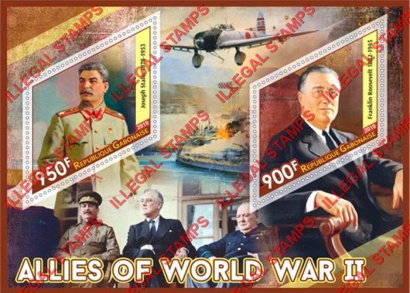Gabon 2019 Allies of World War II Illegal Stamp Souvenir Sheet of 2