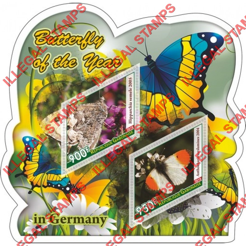 Gabon 2019 Butterflies of the Year in Germany Illegal Stamp Souvenir Sheet of 2