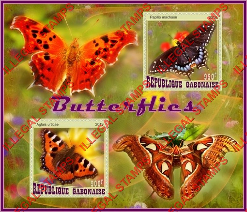 Gabon 2019 Butterflies Illegal Stamp Souvenir Sheet of 2