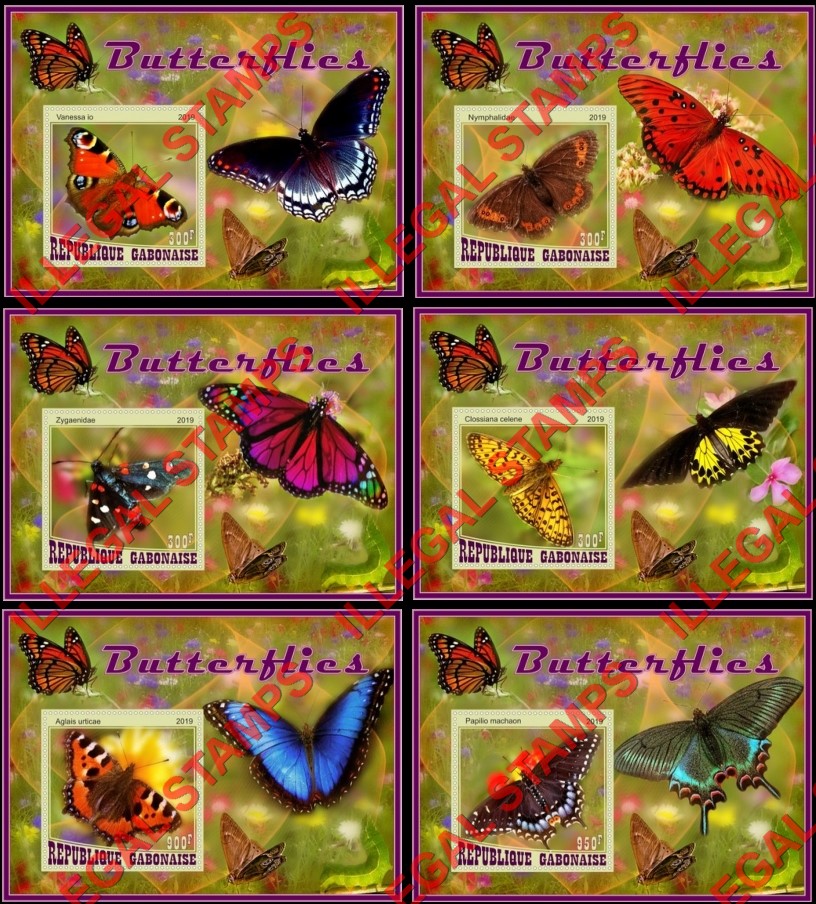 Gabon 2019 Butterflies Illegal Stamp Souvenir Sheets of 1