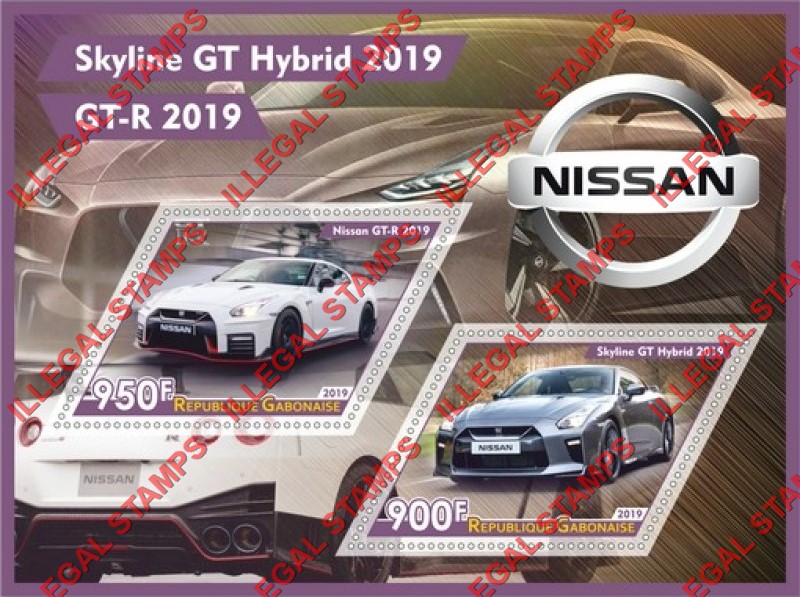 Gabon 2019 Cars Nissan Illegal Stamp Souvenir Sheet of 2