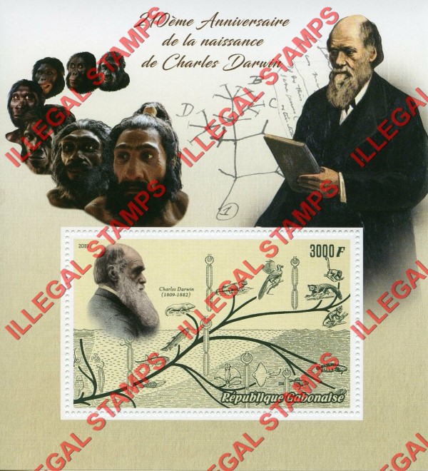 Gabon 2019 Charles Darwin Illegal Stamp Souvenir Sheet of 1