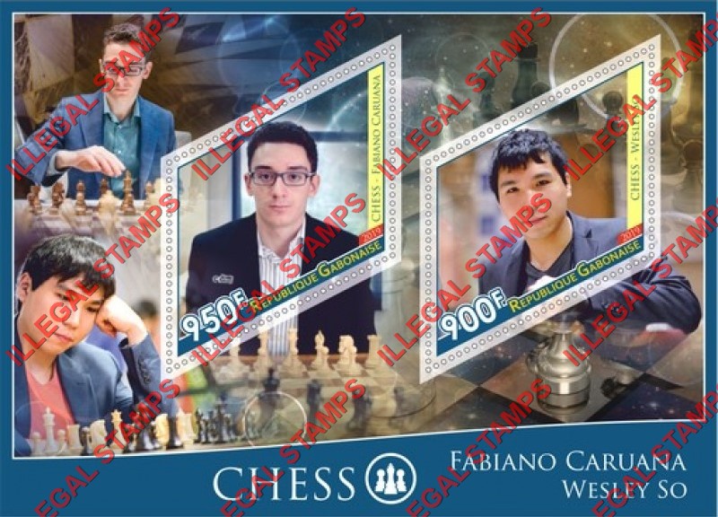 Gabon 2019 Chess Players Men Illegal Stamp Souvenir Sheet of 2