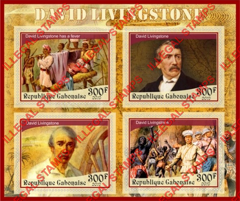 Gabon 2019 David Livingstone Illegal Stamp Souvenir Sheet of 4