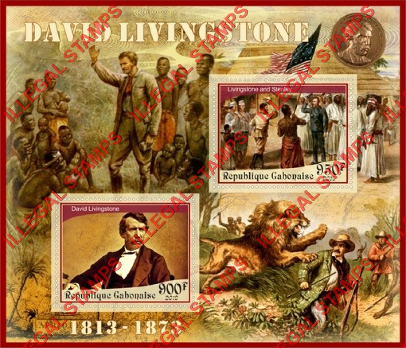 Gabon 2019 David Livingstone Illegal Stamp Souvenir Sheet of 2
