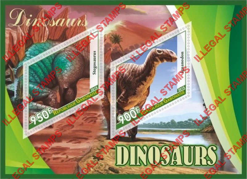 Gabon 2019 Dinosaurs (different a) Illegal Stamp Souvenir Sheet of 2