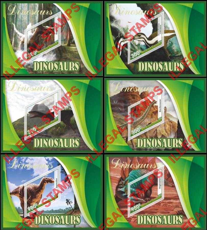Gabon 2019 Dinosaurs (different a) Illegal Stamp Souvenir Sheets of 1