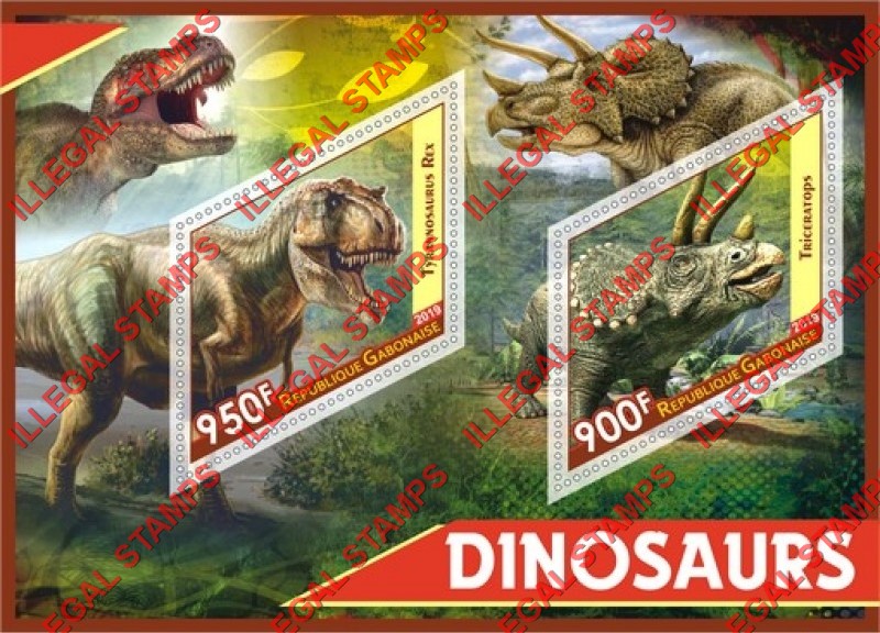 Gabon 2019 Dinosaurs (different b) Illegal Stamp Souvenir Sheet of 2