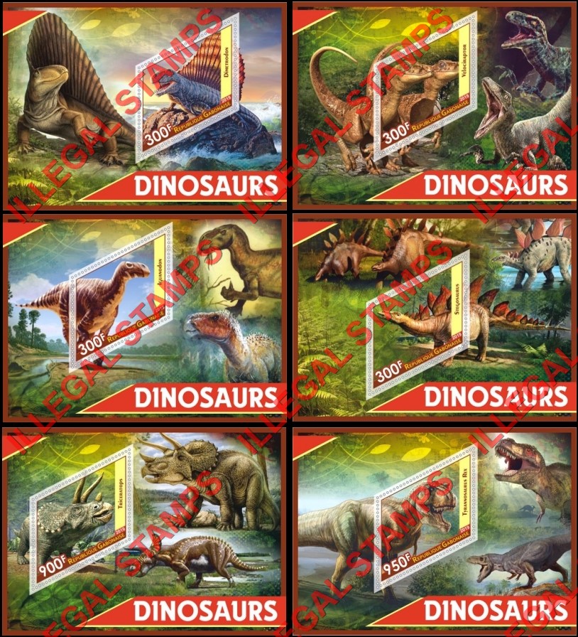 Gabon 2019 Dinosaurs (different b) Illegal Stamp Souvenir Sheets of 1