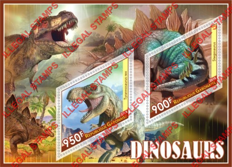 Gabon 2019 Dinosaurs (different) Illegal Stamp Souvenir Sheet of 2