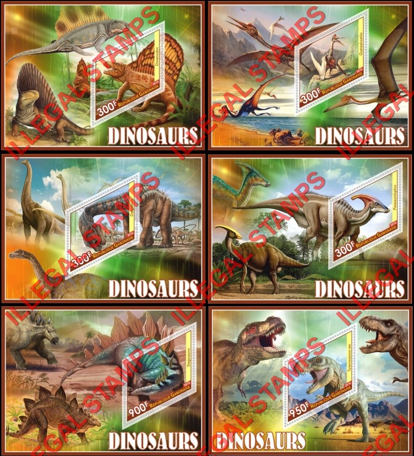 Gabon 2019 Dinosaurs (different) Illegal Stamp Souvenir Sheets of 1