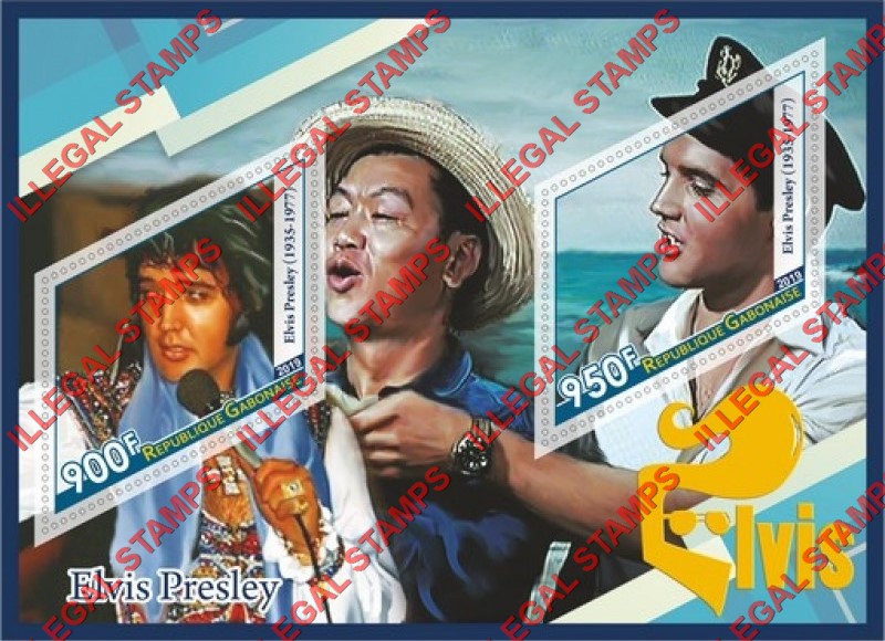 Gabon 2019 Elvis Presley Illegal Stamp Souvenir Sheet of 2