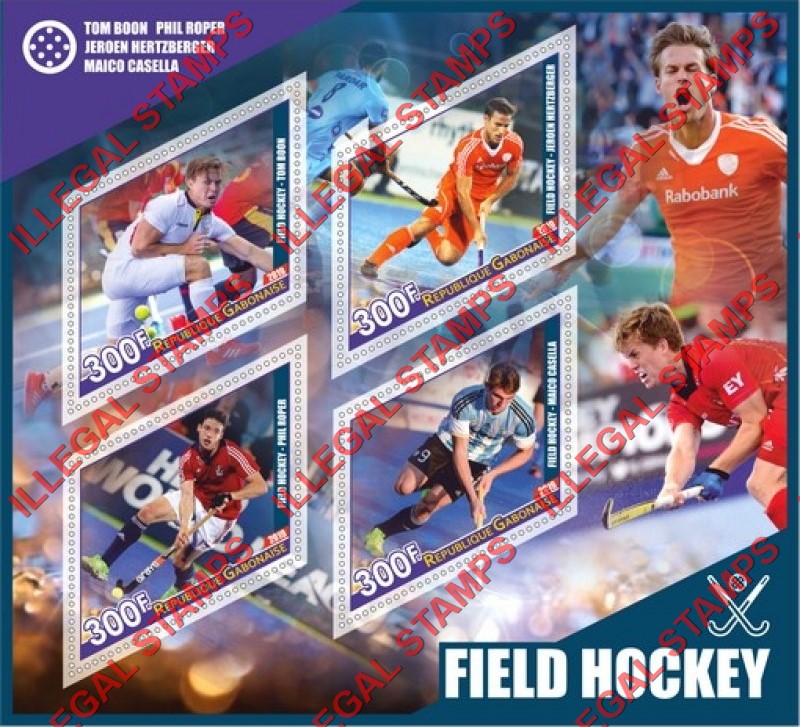Gabon 2019 Field Hockey Players Illegal Stamp Souvenir Sheet of 4