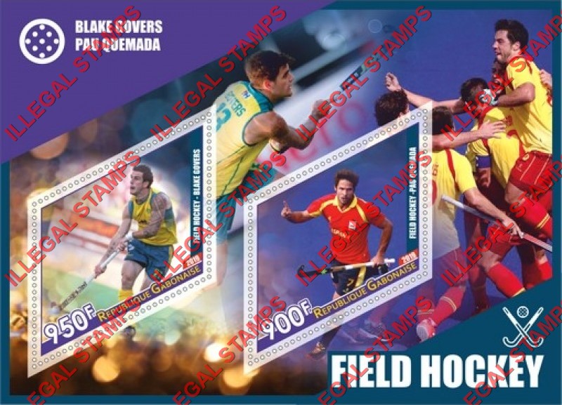Gabon 2019 Field Hockey Players Illegal Stamp Souvenir Sheet of 2