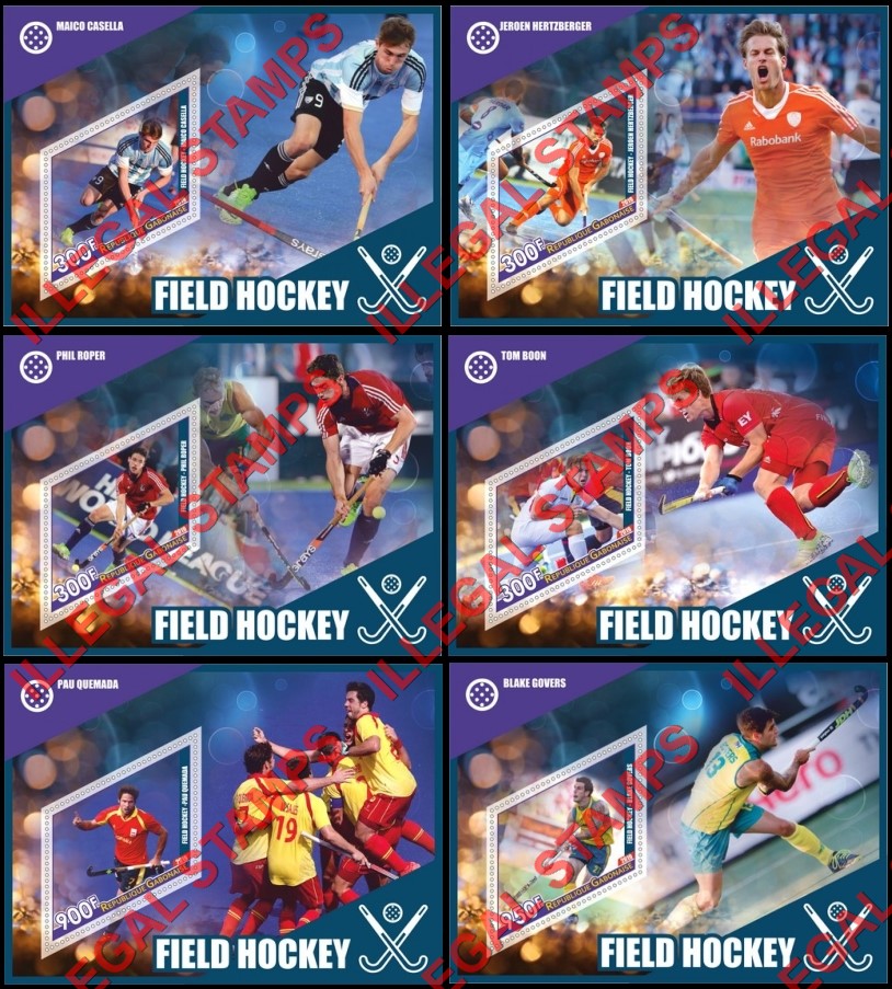 Gabon 2019 Field Hockey Players Illegal Stamp Souvenir Sheets of 1