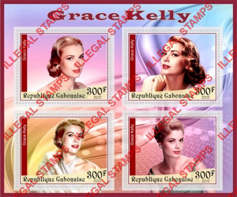 Gabon 2019 Grace Kelly Illegal Stamp Souvenir Sheet of 4