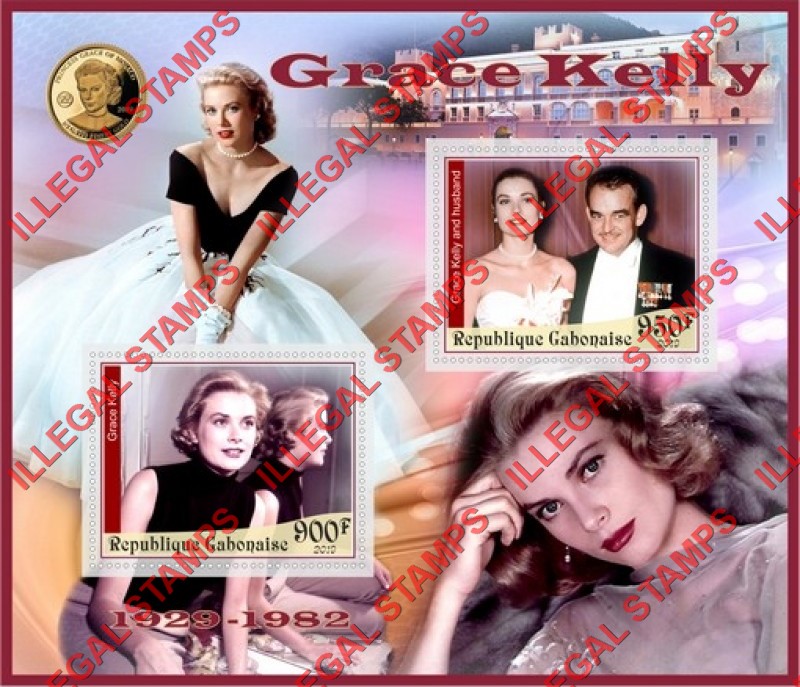 Gabon 2019 Grace Kelly Illegal Stamp Souvenir Sheet of 2