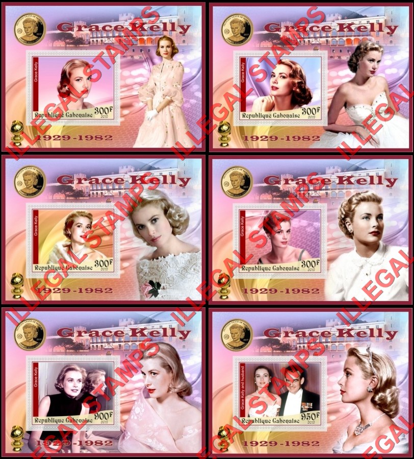 Gabon 2019 Grace Kelly Illegal Stamp Souvenir Sheets of 1