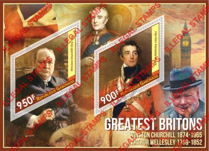 Gabon 2019 Greatest Britons Illegal Stamp Souvenir Sheet of 2
