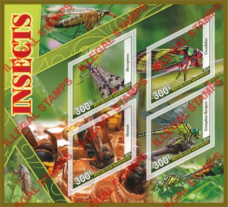 Gabon 2019 Insects Illegal Stamp Souvenir Sheet of 4
