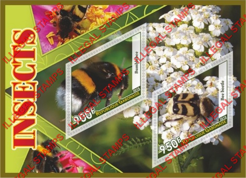 Gabon 2019 Insects Illegal Stamp Souvenir Sheet of 2