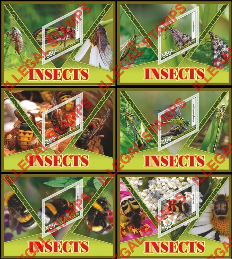 Gabon 2019 Insects Illegal Stamp Souvenir Sheets of 1