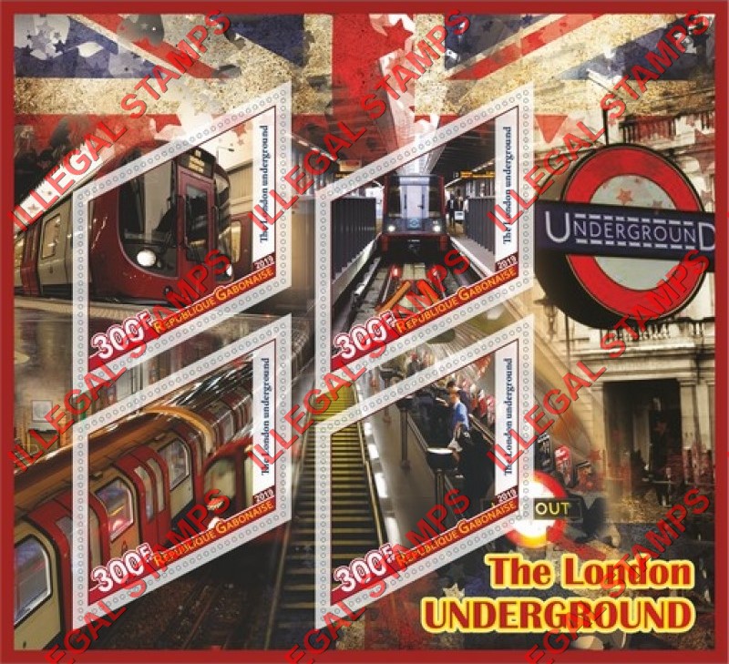 Gabon 2019 London Underground Illegal Stamp Souvenir Sheet of 4