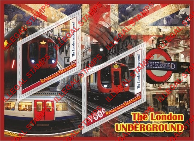 Gabon 2019 London Underground Illegal Stamp Souvenir Sheet of 2