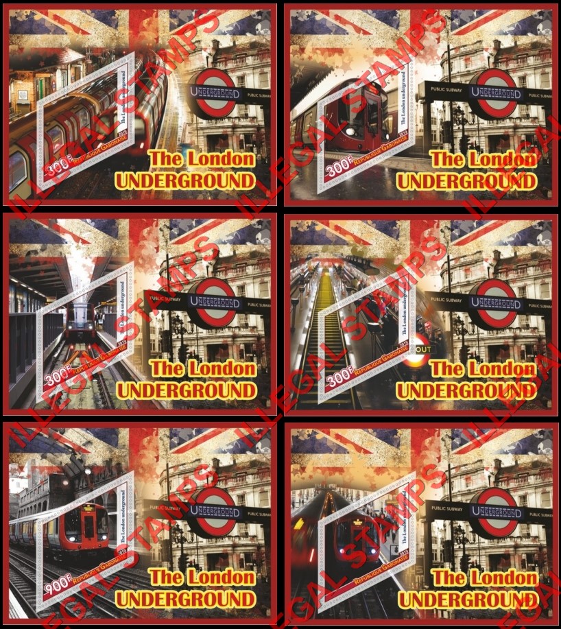 Gabon 2019 London Underground Illegal Stamp Souvenir Sheets of 1
