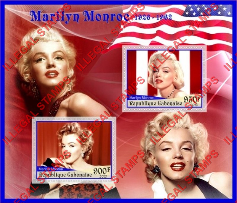 Gabon 2019 Marilyn Monroe Illegal Stamp Souvenir Sheet of 2