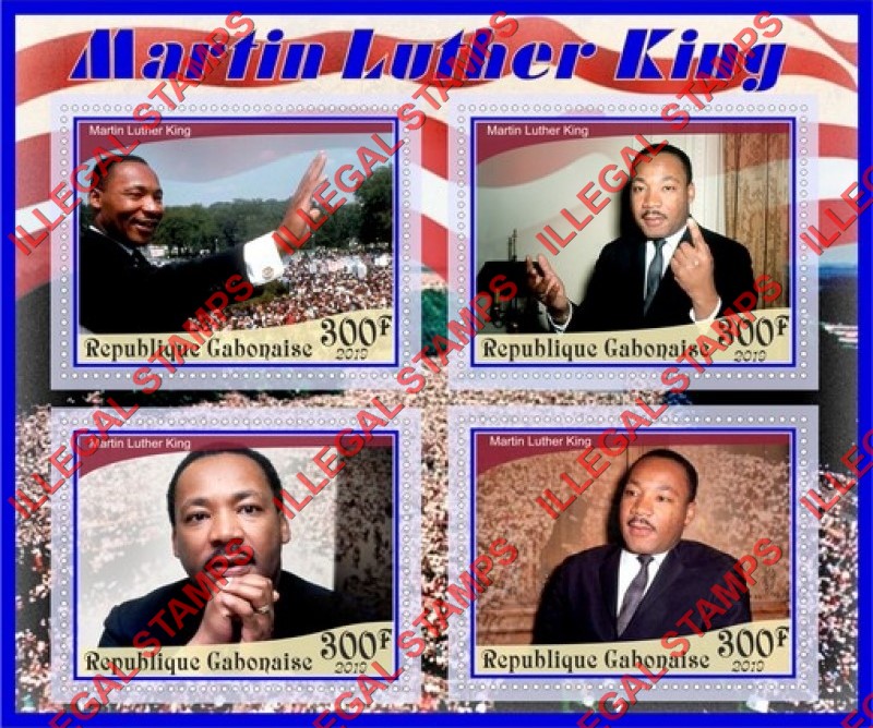 Gabon 2019 Martin Luther King Illegal Stamp Souvenir Sheet of 4