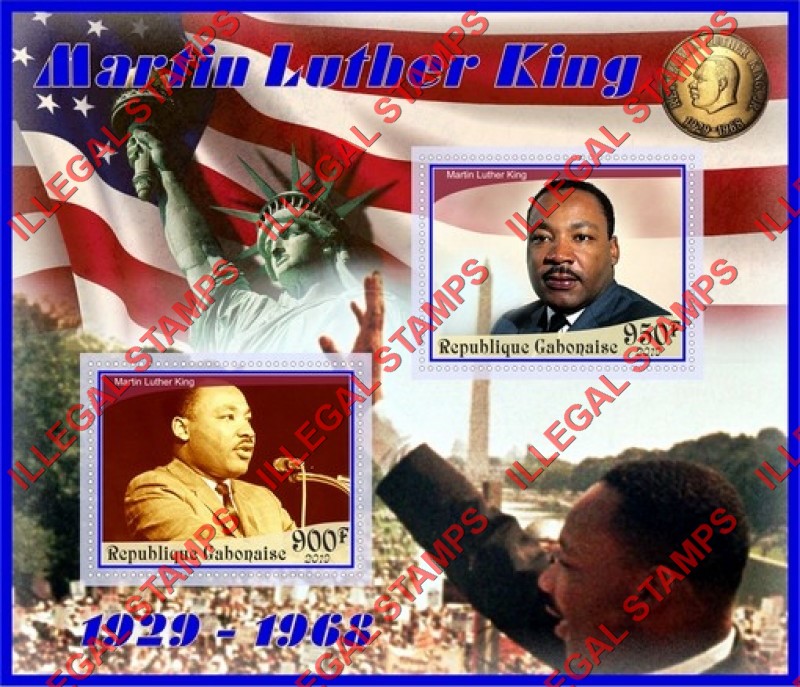Gabon 2019 Martin Luther King Illegal Stamp Souvenir Sheet of 2