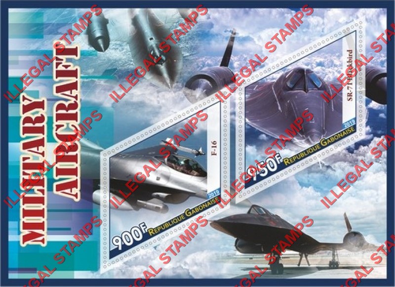 Gabon 2019 Military Aircraft Illegal Stamp Souvenir Sheet of 2