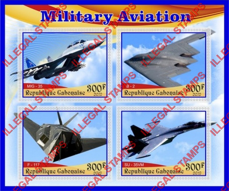 Gabon 2019 Military Aviation Illegal Stamp Souvenir Sheet of 4