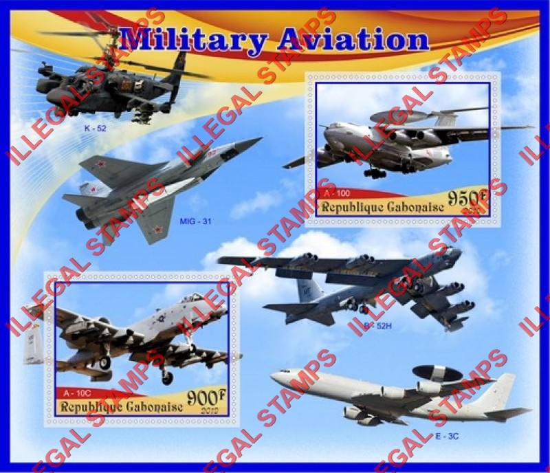 Gabon 2019 Military Aviation Illegal Stamp Souvenir Sheet of 2